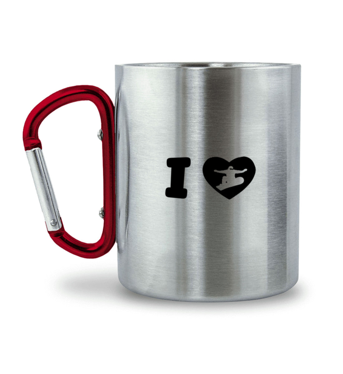 I Love Snowboard - Karabiner Tasse snowboarden