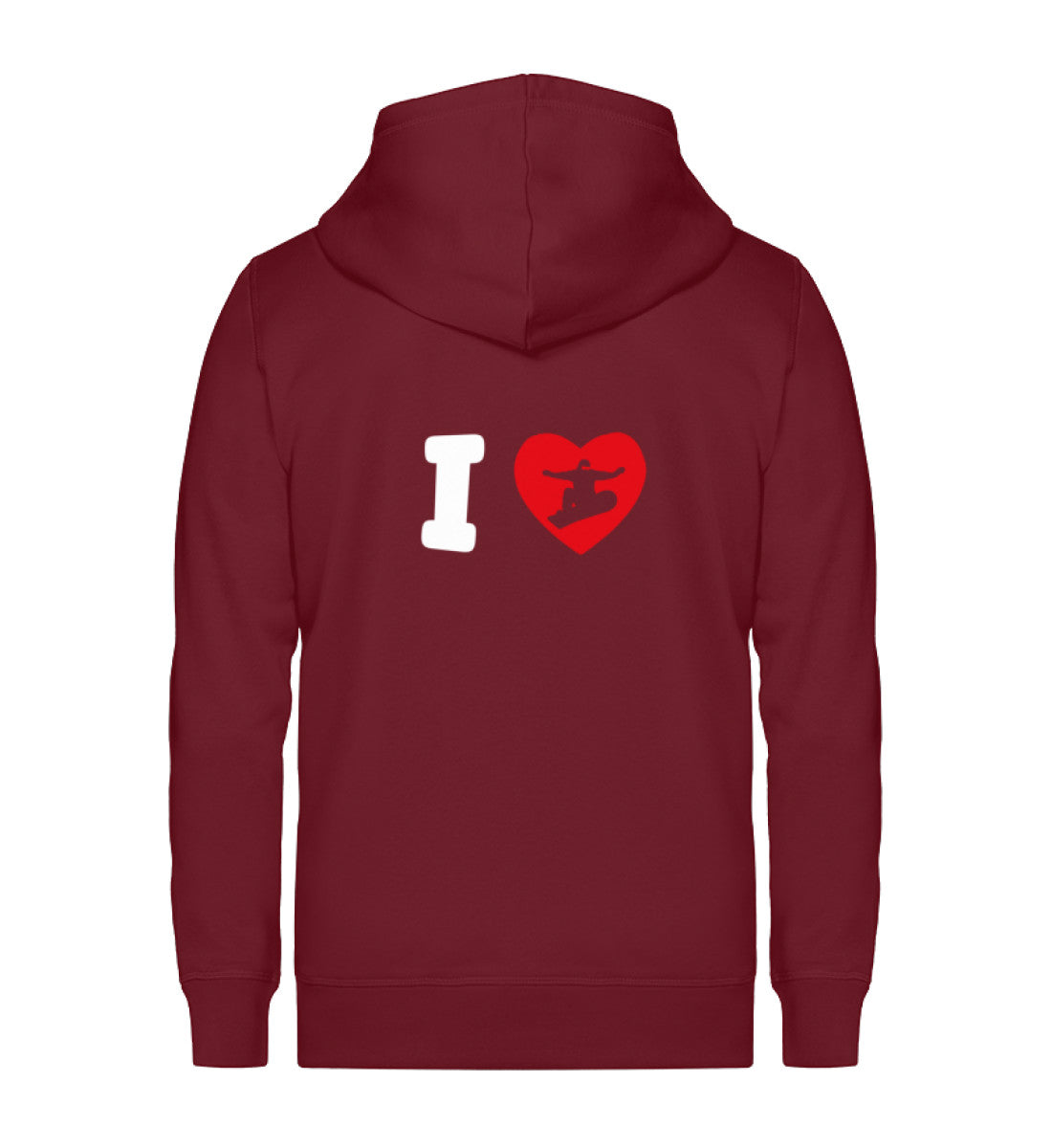 I Love Snowboard - Unisex Premium Organic Sweatjacke snowboarden Weinrot