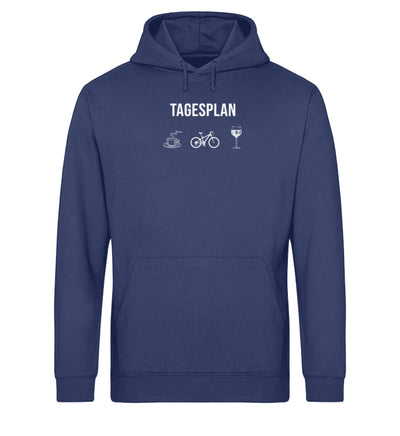 Tagesplan Kaffee, Fahrrad und Wein - Unisex Organic Hoodie fahrrad mountainbike Navyblau