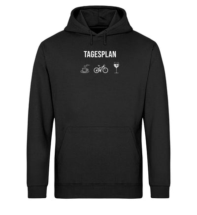 Tagesplan Kaffee, Fahrrad und Wein - Unisex Organic Hoodie fahrrad mountainbike Schwarz