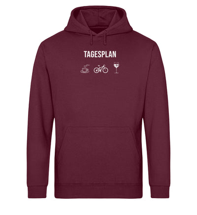 Tagesplan Kaffee, Fahrrad und Wein - Unisex Organic Hoodie fahrrad mountainbike Weinrot