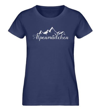 Alpenmädchen - Damen Premium Organic T-Shirt berge Navyblau