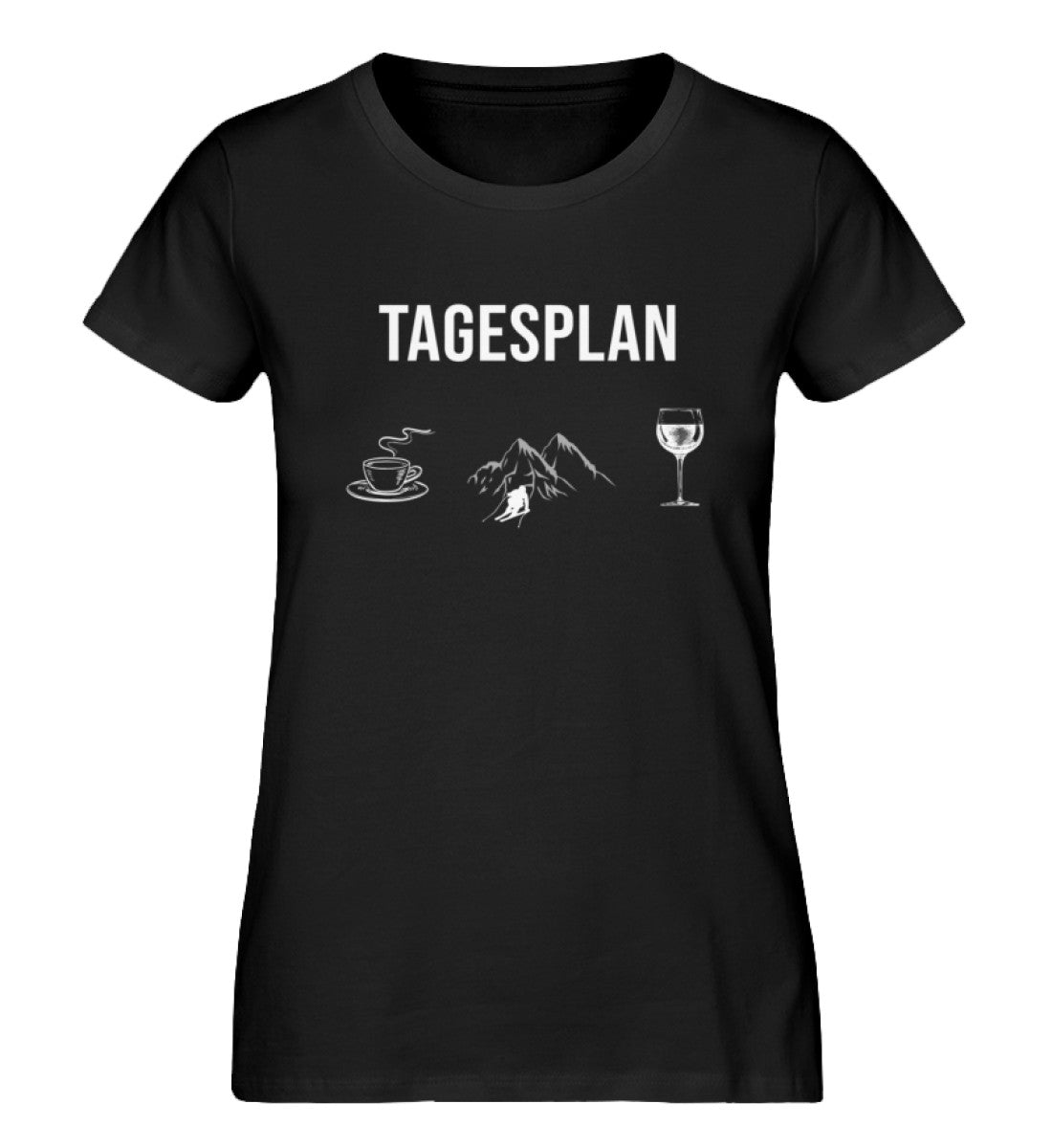 Tagesplan Kaffee, Ski und Wein - Damen Organic T-Shirt ski Schwarz