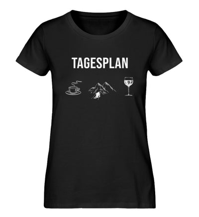 Tagesplan Kaffee, Ski und Wein - Damen Organic T-Shirt ski Schwarz