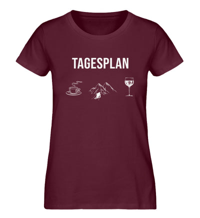 Tagesplan Kaffee, Ski und Wein - Damen Organic T-Shirt ski Weinrot