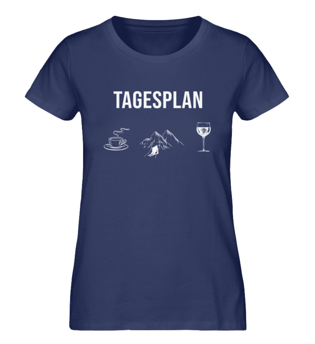 Tagesplan Kaffee, Ski und Wein - Damen Organic T-Shirt ski Navyblau