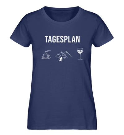 Tagesplan Kaffee, Ski und Wein - Damen Organic T-Shirt ski Navyblau