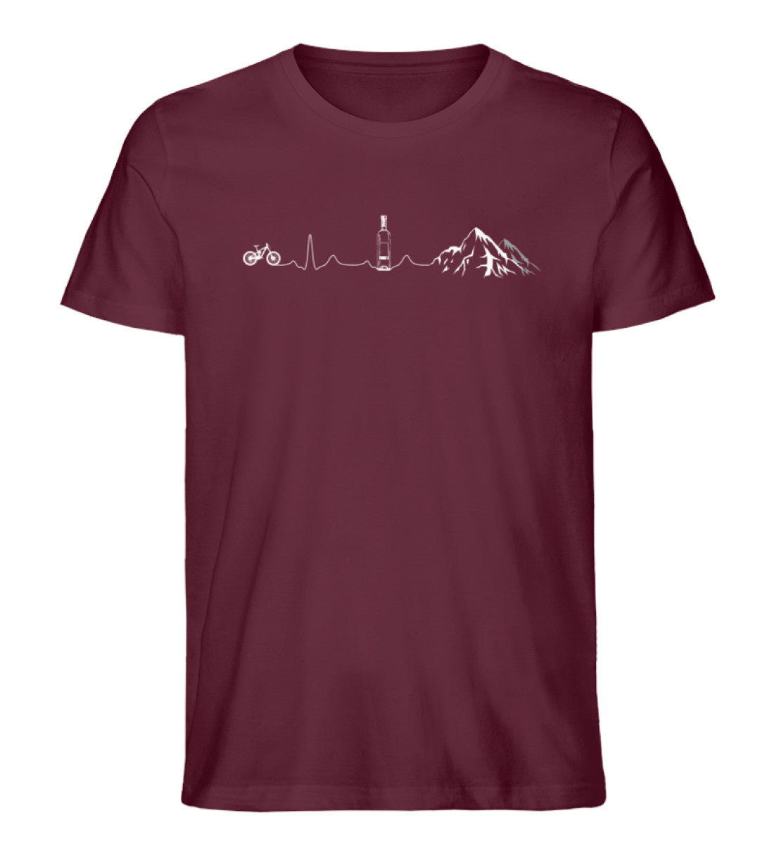 Herzschlag Berge, Bike und Wein - Herren Premium Organic T-Shirt mountainbike Weinrot