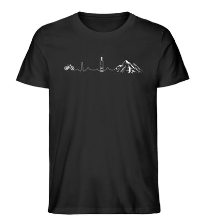 Herzschlag Berge, Bike und Wein - Herren Premium Organic T-Shirt mountainbike Schwarz