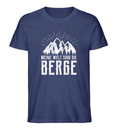 Meine Welt sind die Berge - Herren Organic T-Shirt berge Navyblau