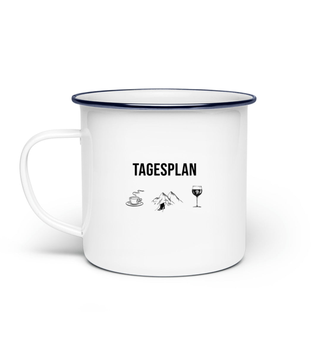 Tagesplan Kaffee, Ski und Wein - Emaille Tasse ski Default Title