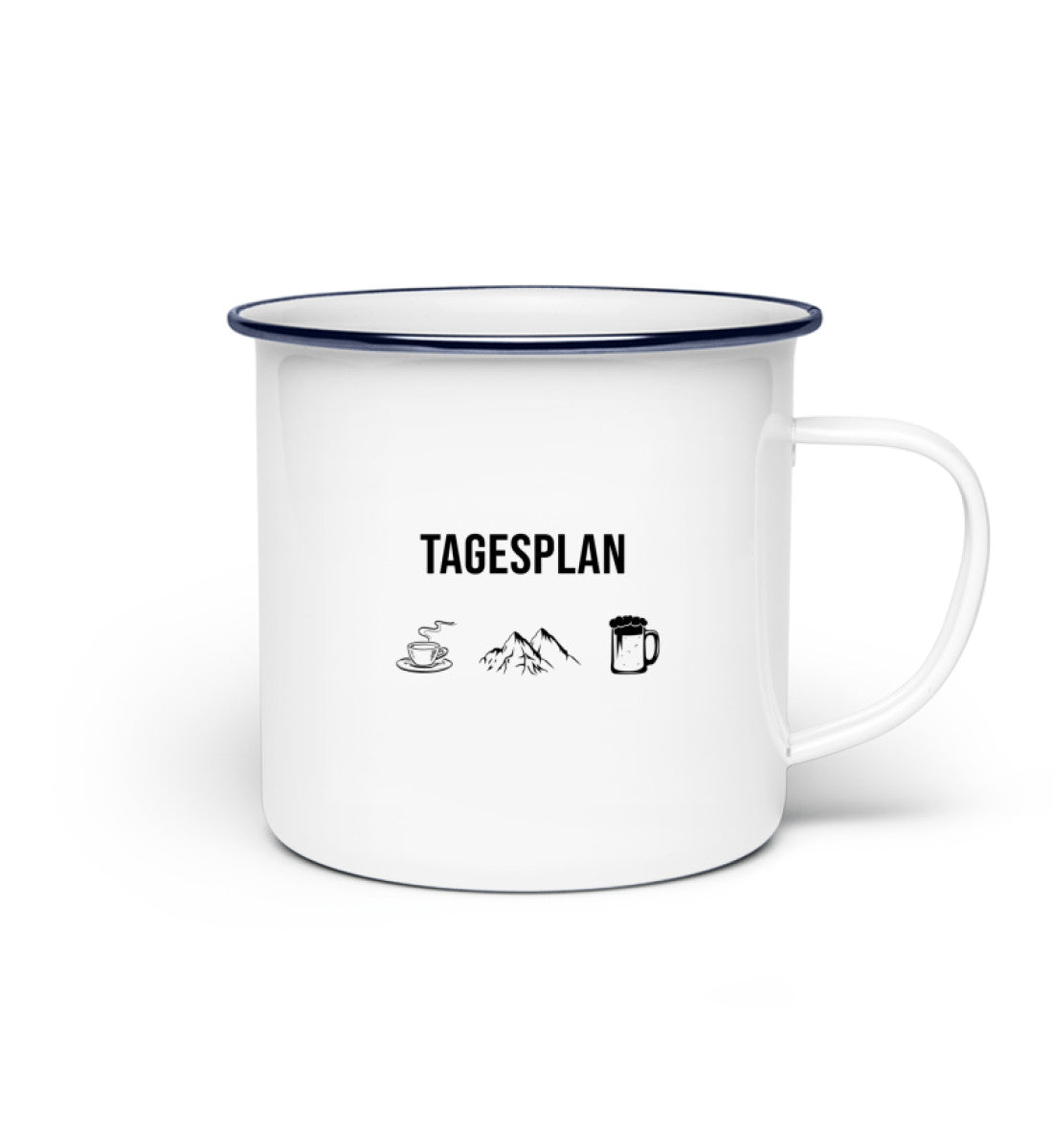 Tagesplan Kaffee, Berge und Bier - Emaille Tasse berge wandern