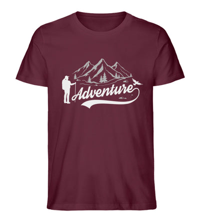 Adventure - Herren Premium Organic T-Shirt berge camping wandern Weinrot