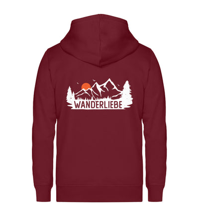 Wanderliebe, Berge und Sonne - Unisex Premium Organic Sweatjacke wandern Weinrot