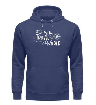 Lets travel the world - Unisex Premium Organic Hoodie camping wandern Navyblau