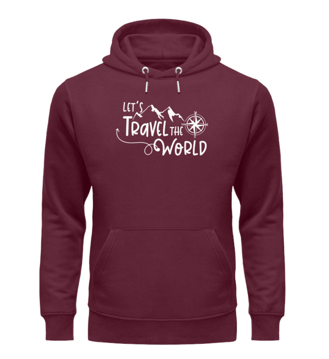 Lets travel the world - Unisex Premium Organic Hoodie camping wandern Weinrot