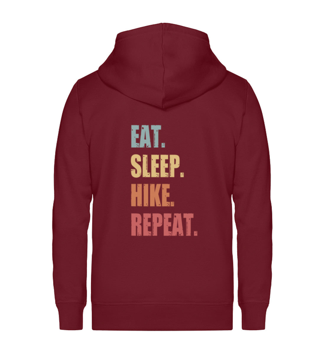 Eat Sleep Hike Repeat - Unisex Premium Organic Sweatjacke wandern Weinrot