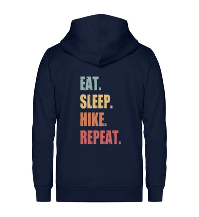 Eat Sleep Hike Repeat - Unisex Premium Organic Sweatjacke wandern Navyblau