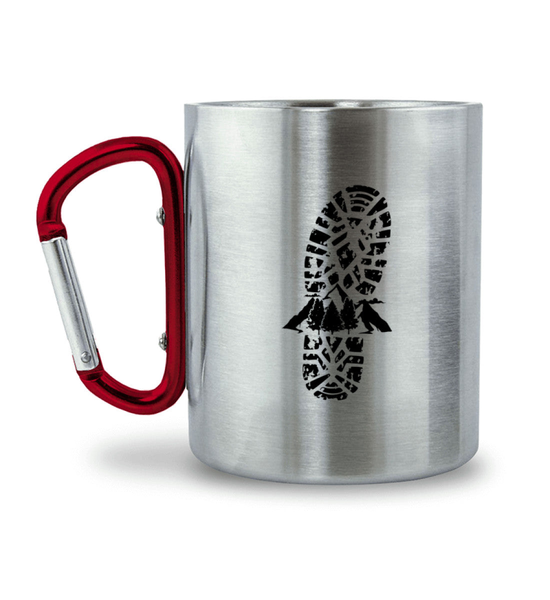 Berge und Wanderschuh Abdruck - Karabiner Tasse berge wandern