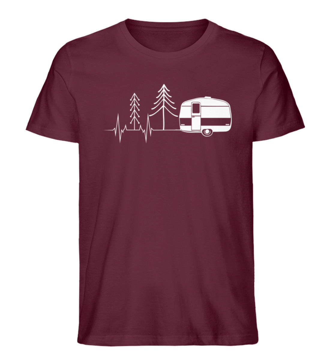 Herzschlag Wohnwagen - Herren Premium Organic T-Shirt camping Weinrot