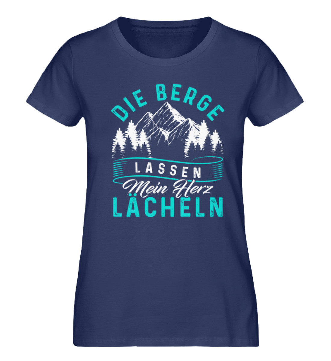 Berge lassen mein Herz lächeln - Damen Premium Organic T-Shirt berge Navyblau