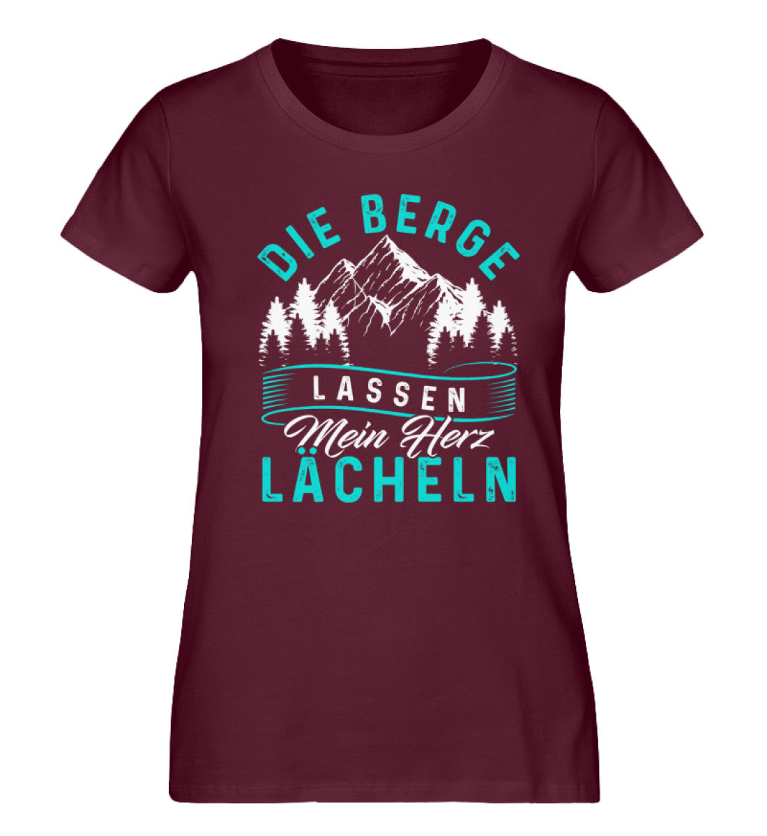 Berge lassen mein Herz lächeln - Damen Premium Organic T-Shirt berge Weinrot