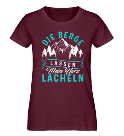 Berge lassen mein Herz lächeln - Damen Premium Organic T-Shirt berge Weinrot