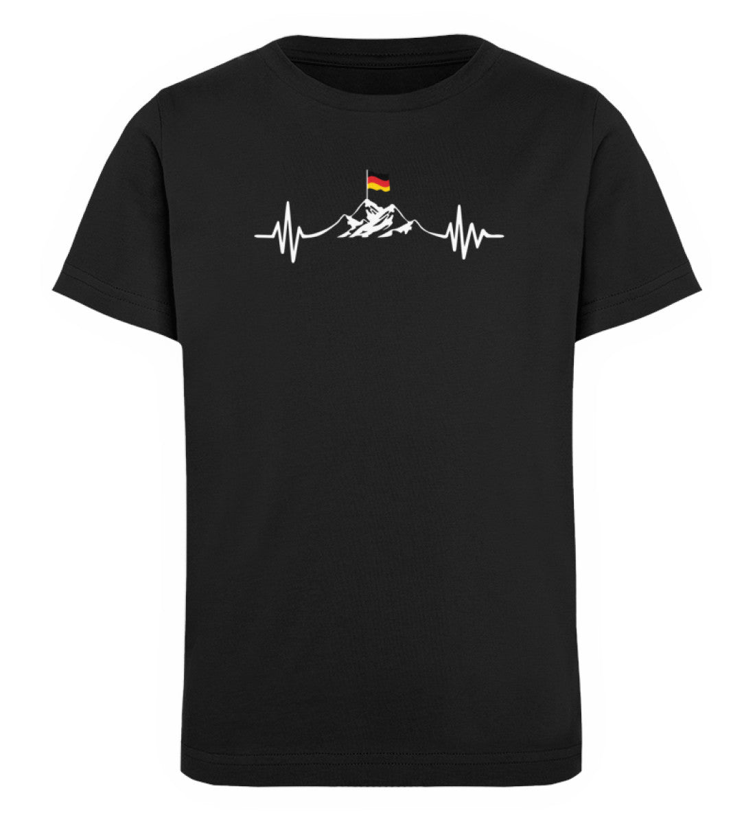 Herzschlag Berge und Deutschland Flagge - Kinder Premium Organic T-Shirt berge wandern Schwarz