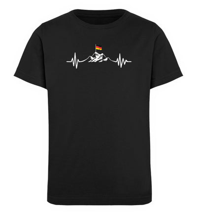 Herzschlag Berge und Deutschland Flagge - Kinder Premium Organic T-Shirt berge wandern Schwarz