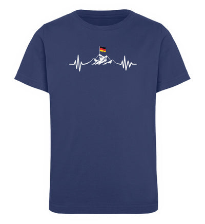 Herzschlag Berge und Deutschland Flagge - Kinder Premium Organic T-Shirt berge wandern Navyblau