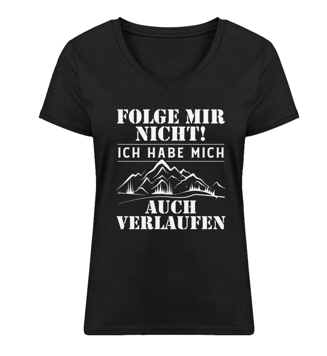 Folge mir nicht - Damen Organic V-Neck Shirt wandern Schwarz