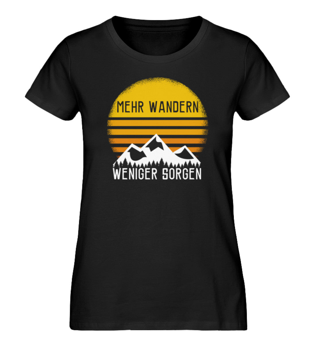 Mehr Wandern weniger Sorgen - Damen Organic T-Shirt wandern Schwarz