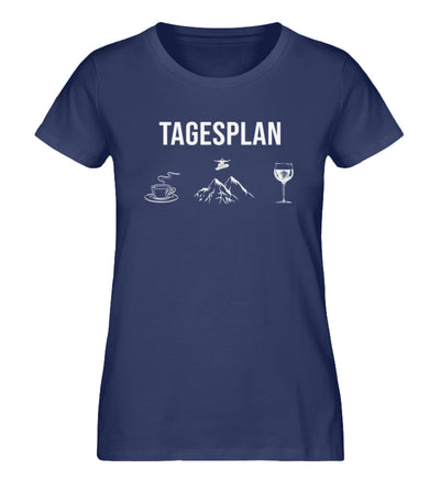 Tagesplan Kaffee, Snowboarden, Wein - Damen Organic T-Shirt snowboarden Navyblau