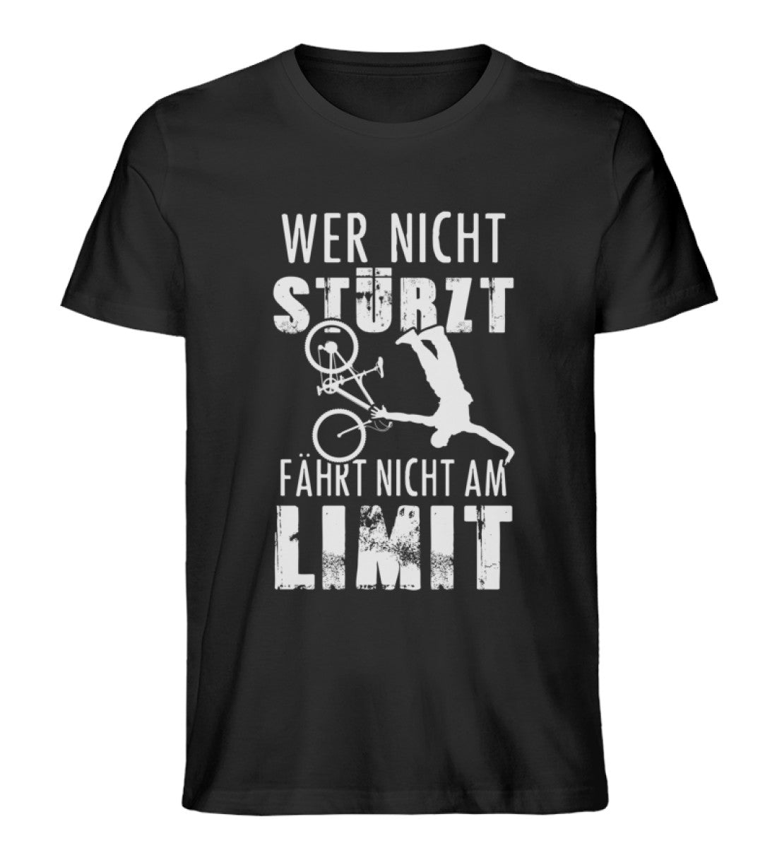 Wer nicht stürzt - fährt nicht am Limit - Herren Premium Organic T-Shirt Schwarz