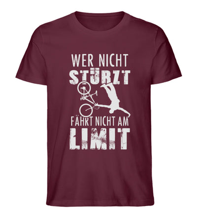 Wer nicht stürzt - fährt nicht am Limit - Herren Premium Organic T-Shirt Weinrot