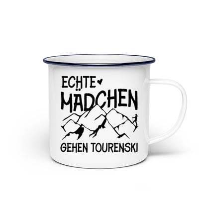 Echte Mädchen gehen Tourenski - Emaille Tasse ski