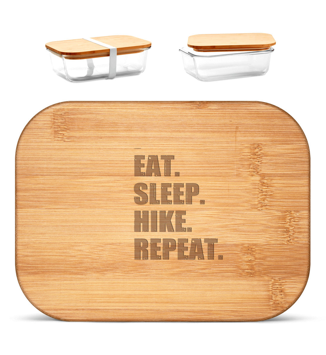 Eat Sleep Hike Repeat - Brotdose mit Holzdeckel (Gravur) wandern Default Title