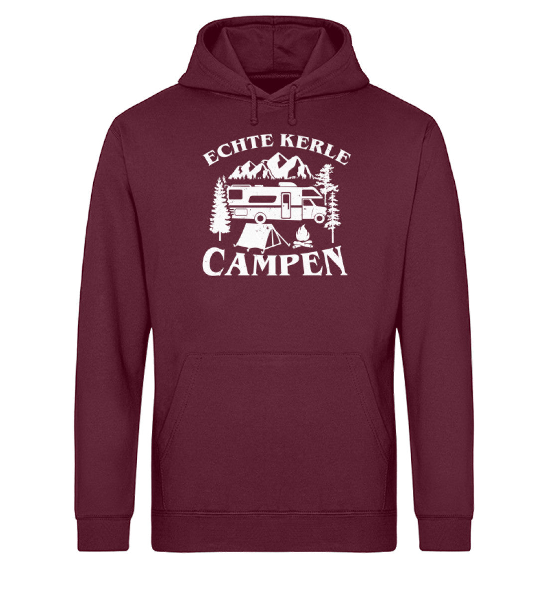 Echte Kerle campen - Unisex Organic Hoodie camping Weinrot