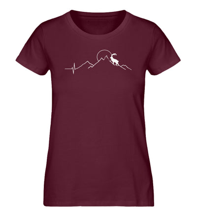 Steinbock und Berg - Damen Premium Organic T-Shirt Weinrot