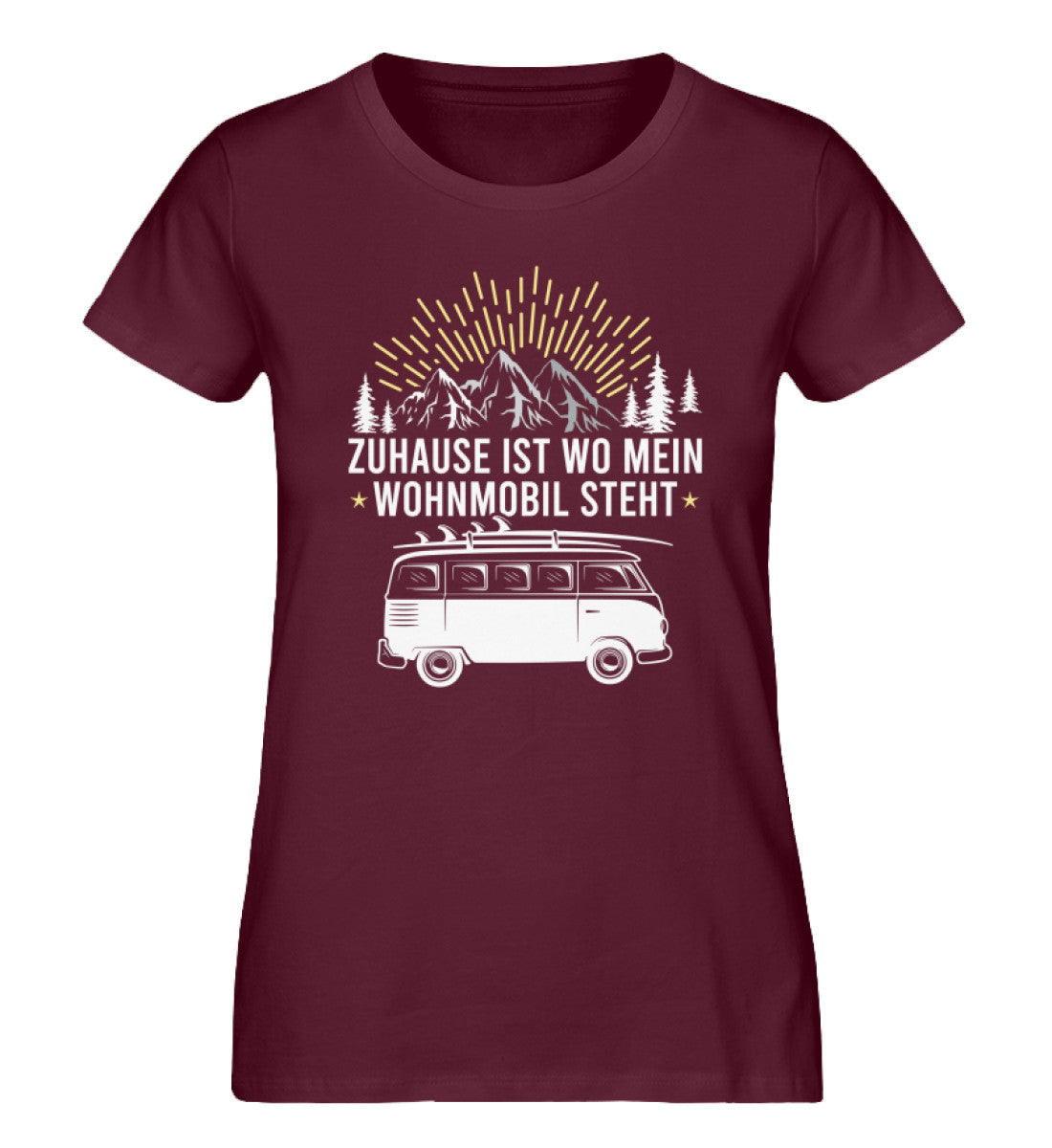 Zuhause ist wo mein Wohnmobil steht - Damen Organic T-Shirt camping Weinrot