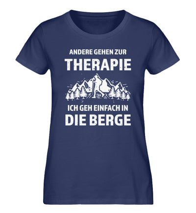 Therapie? Ich geh einfach in die Berge - Damen Organic T-Shirt berge wandern Navyblau