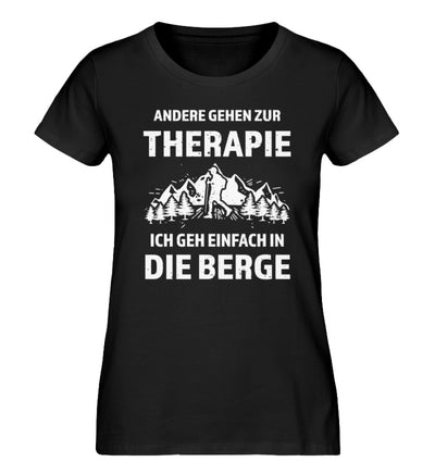 Therapie? Ich geh einfach in die Berge - Damen Organic T-Shirt berge wandern Schwarz