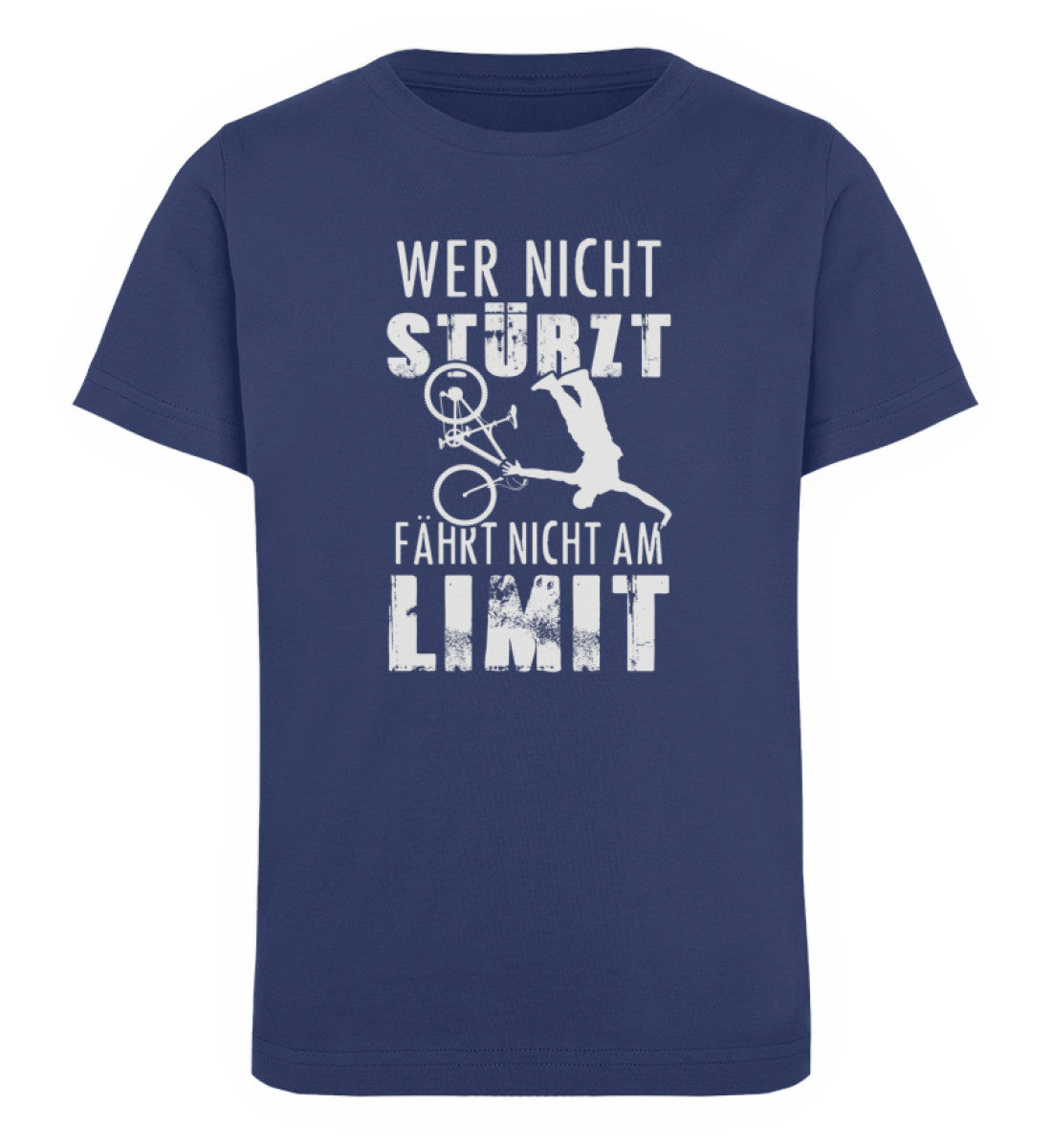 Wer nicht stürzt - fährt nicht am Limit - Kinder Premium Organic T-Shirt Navyblau