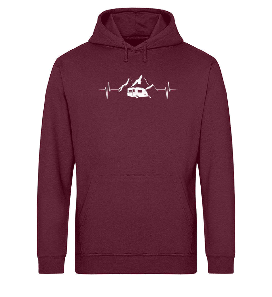 Wohnwagen Herzschlag - Unisex Organic Hoodie camping Weinrot