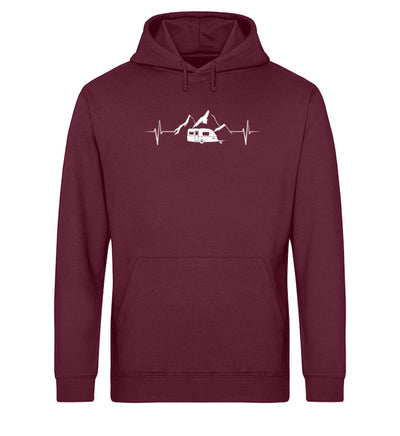 Wohnwagen Herzschlag - Unisex Organic Hoodie camping Weinrot