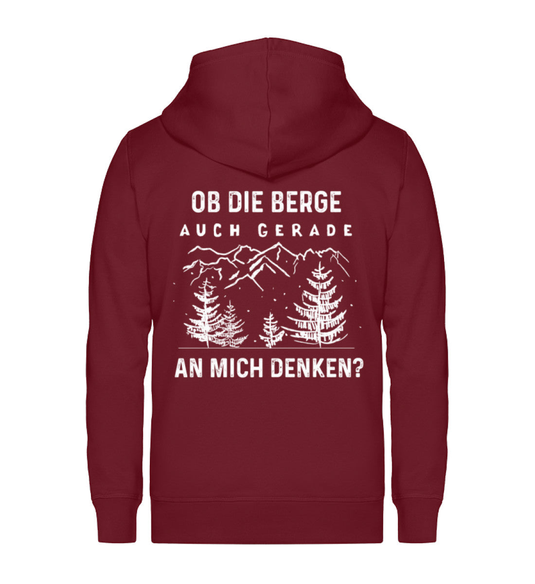 Ob die Berge auch gerade an mich ~ - Unisex Premium Organic Sweatjacke Weinrot