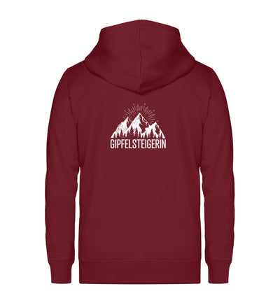 Die Gipfelsteigerin - Unisex Premium Organic Sweatjacke berge klettern wandern Weinrot