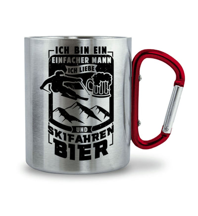 Einfacher Mann - Skifahren und Bier - Karabiner Tasse ski 330ml