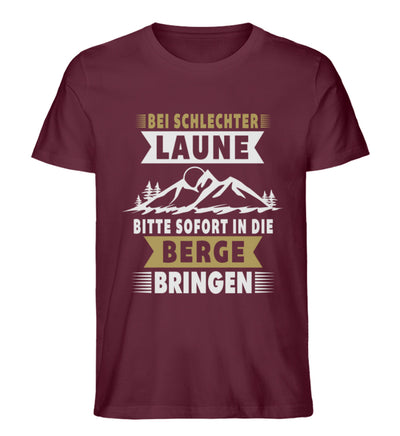 Bitte sofort in die Berg bringen - Herren Premium Organic T-Shirt berge wandern Weinrot