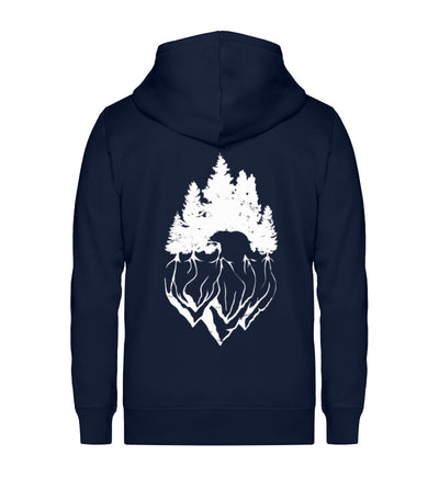 Bäume und Bär Abstrakt - Unisex Premium Organic Sweatjacke berge camping Navyblau